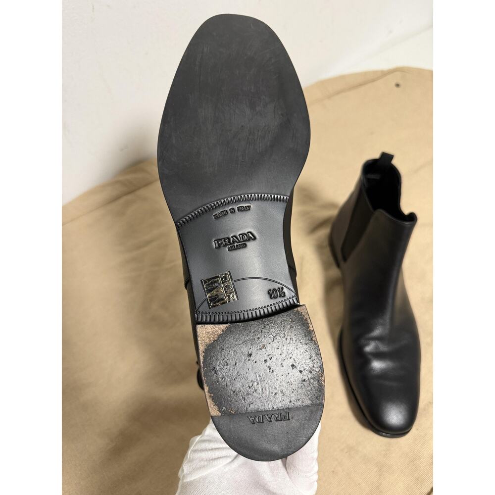 Prada Boots Mens Size 10.5 Black Leather Dress Chelsea Ankle Pull On Italy - Picture 10 of 13